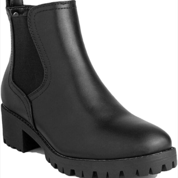 Sugar Shoes - Black Sugar Brand Faux Leather Platform Boots, 8.5, *Goth, Grunge, Rocker*